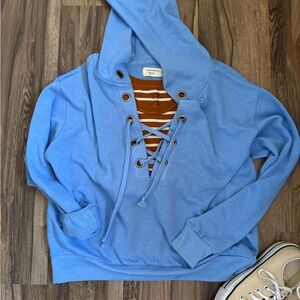 Blue Lace-Up Sweatshirt